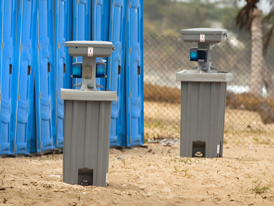 portable wash station on the beach